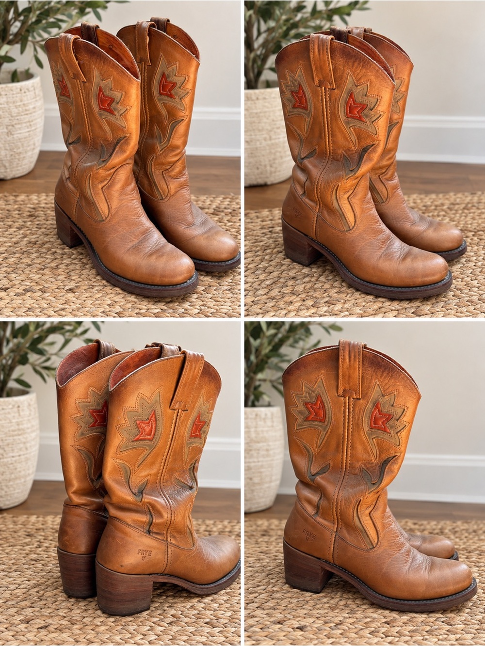 Frye Sabrina Flower Western Boots Women 8B